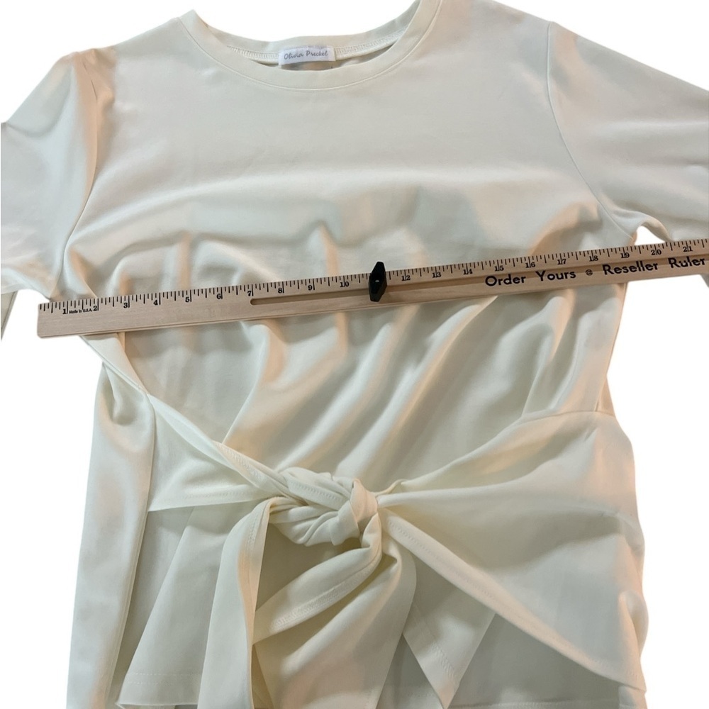 Olivia Preckel Elegant Cream Tie-Front Blouse - Picture 6 of 9